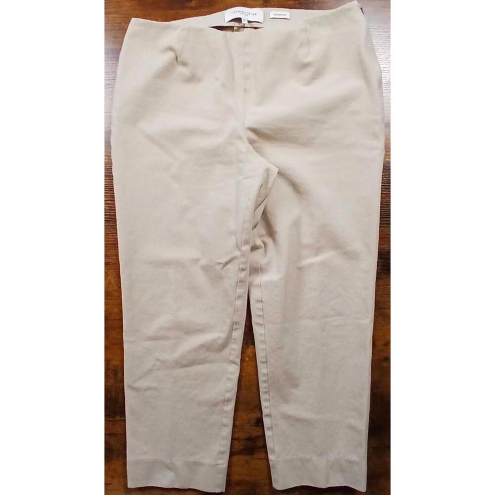 Lafayette 148 New York Pants Womens Lexington Straight Crop‎ Khaki Beige Size S